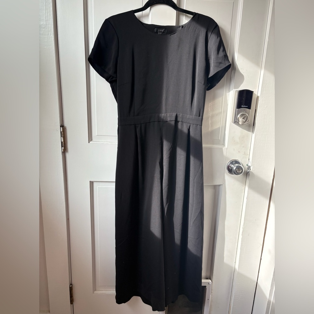 J. Crew Classic Black Modest High Neck Dress w Cross Back Detail Size L